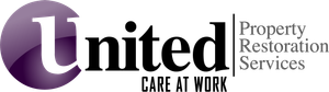 The logo for united property restoration services care at work