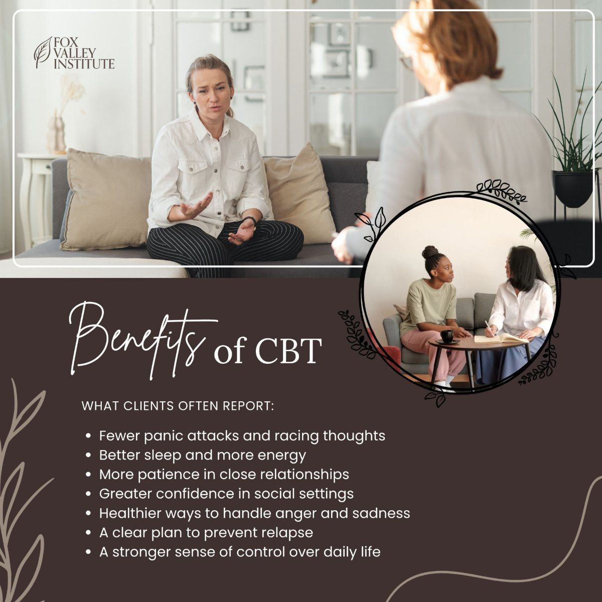 Infographic of the benefits of CBT