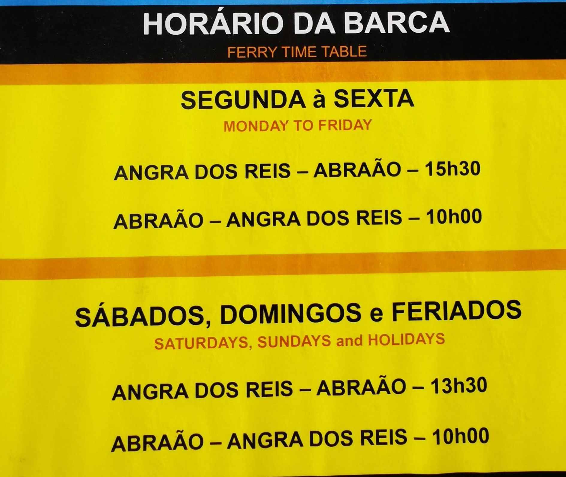 Horario da Barca para Ilha Grande x Angra dos Reis - ferry - boat timetable
