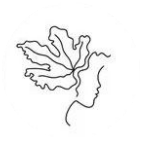 A continuous line drawing of a woman 's face and a leaf.