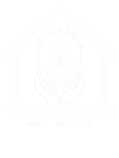 A black and white drawing of a house with two hands holding a heart.