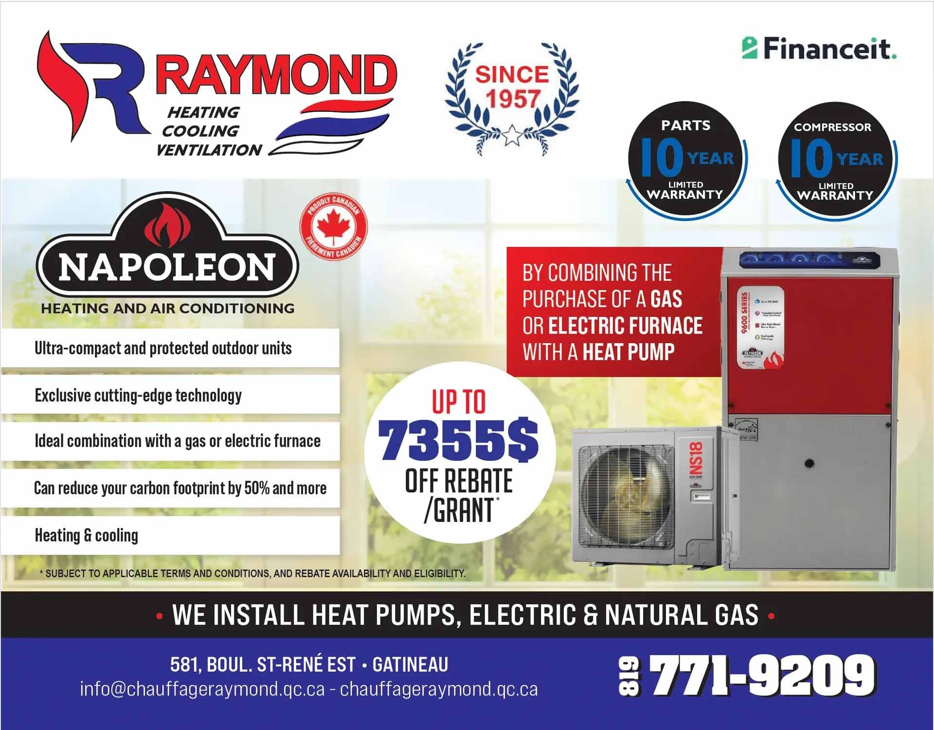 Une publicité pour le chauffage et la climatisation Raymond Napoleon