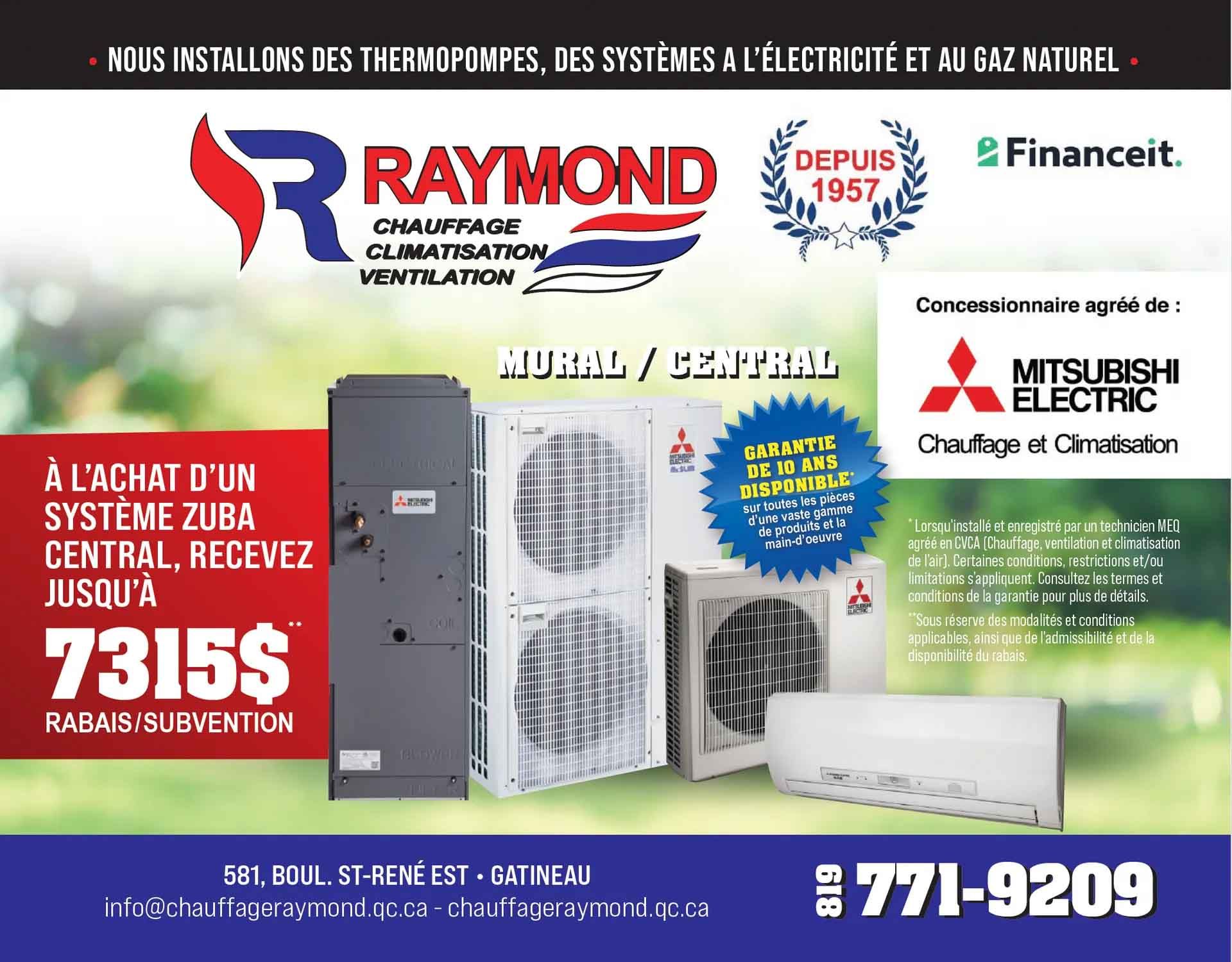 Une publicité pour le chauffage et la climatisation Raymond Napoleon