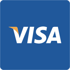 The visa logo is on a blue background.