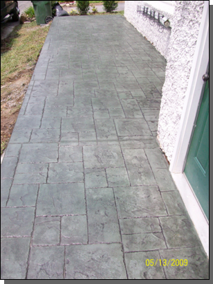 After Façade Stamped Concrete Walkway — Fletcher, NC — Cane Creek Concrete
