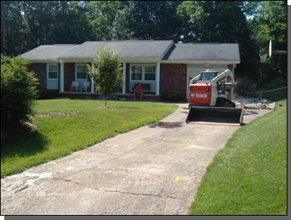 Before Façade Stamped Concrete Driveway — Fletcher, NC — Cane Creek Concrete