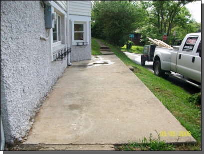 Before Façade Stamped Concrete Walkway — Fletcher, NC — Cane Creek Concrete