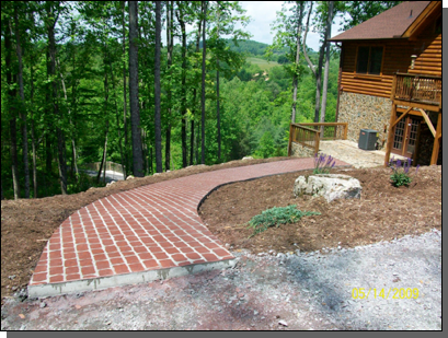 Walkway Custom Brick Red Color — Fletcher, NC — Cane Creek Concrete