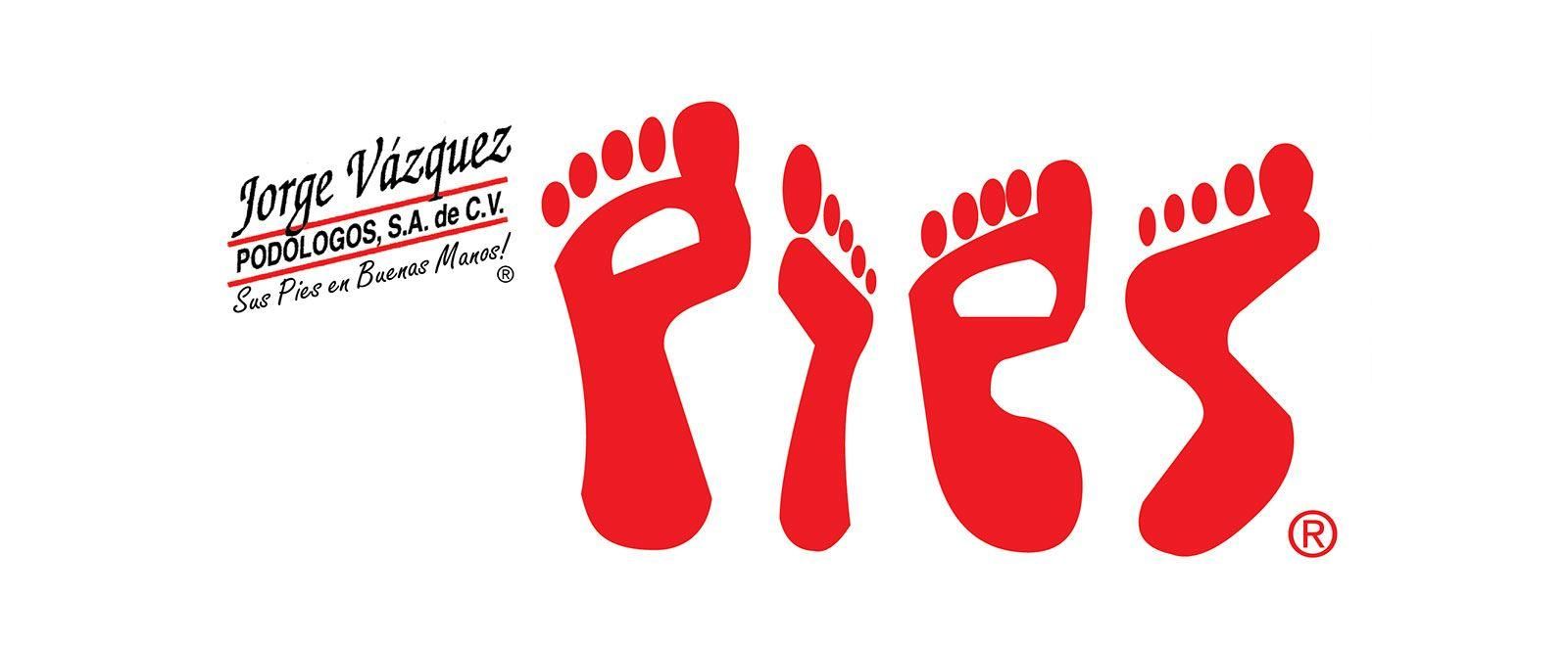 Un logo rojo para pasteles con huellas de pies.
