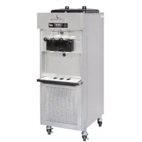 Machine à crème glacée molle commerciale, en acier inoxydable, avec becs verseurs.