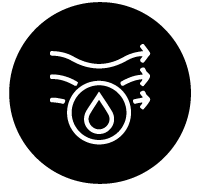 Une goutte d'eau dans un cercle avec des flèches pointant dans des directions différentes.