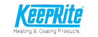 Le logo des produits de chauffage et de refroidissement Keeprite est bleu et blanc.
