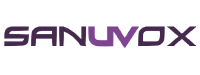 Le logo sanuvox est violet et noir sur fond blanc.