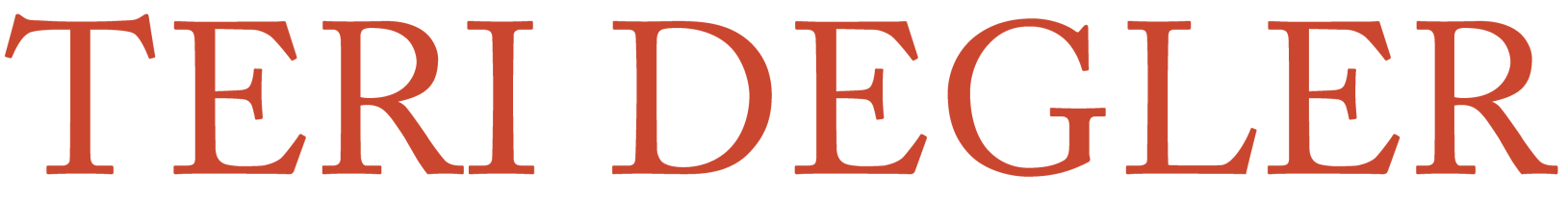 TERI DEGler logo in red serif text on a white background