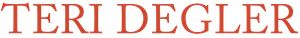 TERI DEGler logo in red serif text on a white background