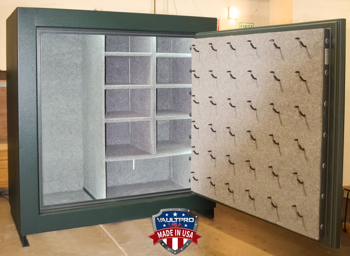 Monster Safe with optional pistol peg door backing, L.E.D. lighting and electrical. Interiors fully configurable.