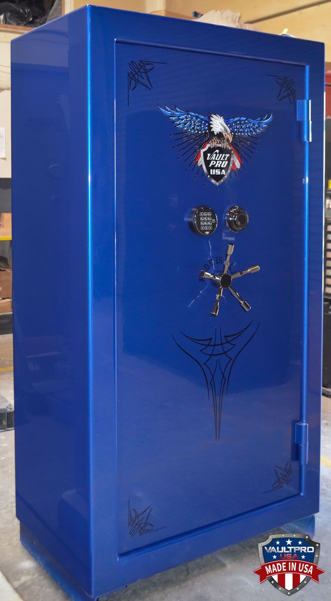 Image of American made safe. American Eagle AE-740 in optional premium dual stage Electric Blue gloss finish.