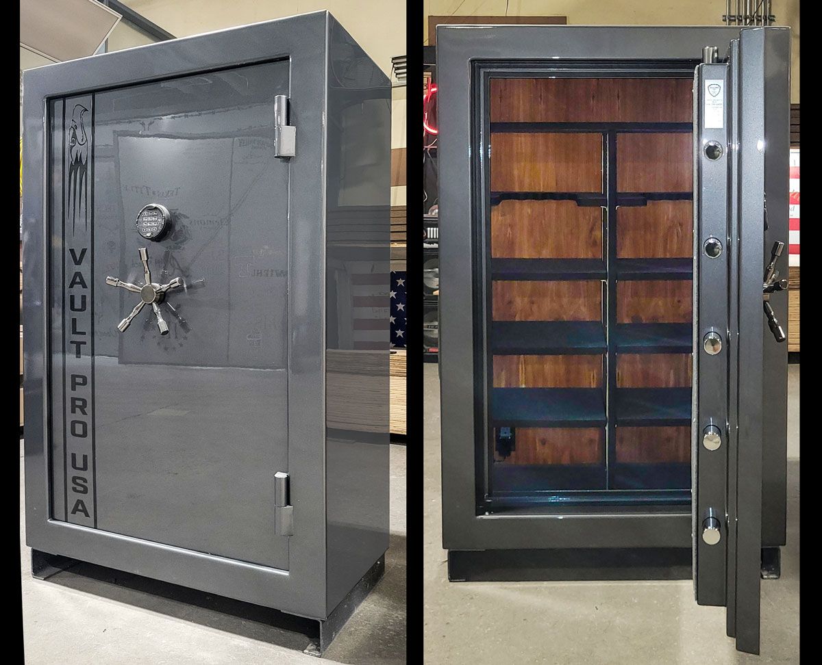 safe in premium dual-stage Anthracite gray gloss with interior walls lined in Cedar.