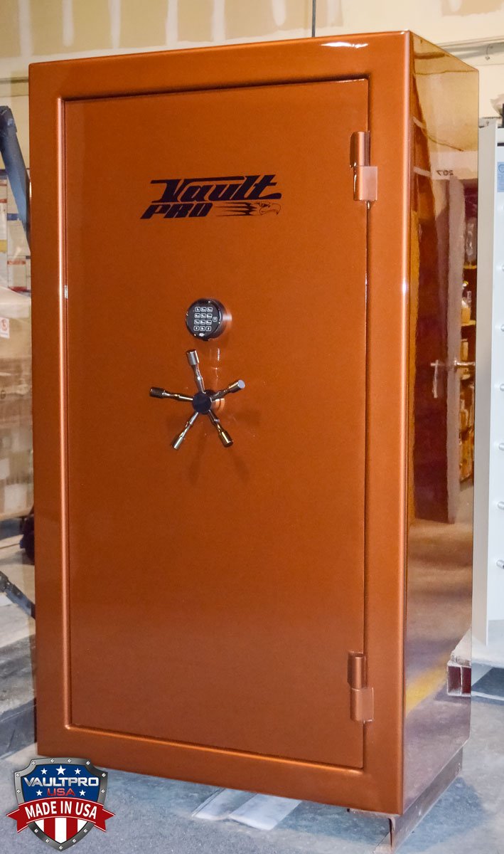 740 model safe in Brownish-Orange custom gloss finish.