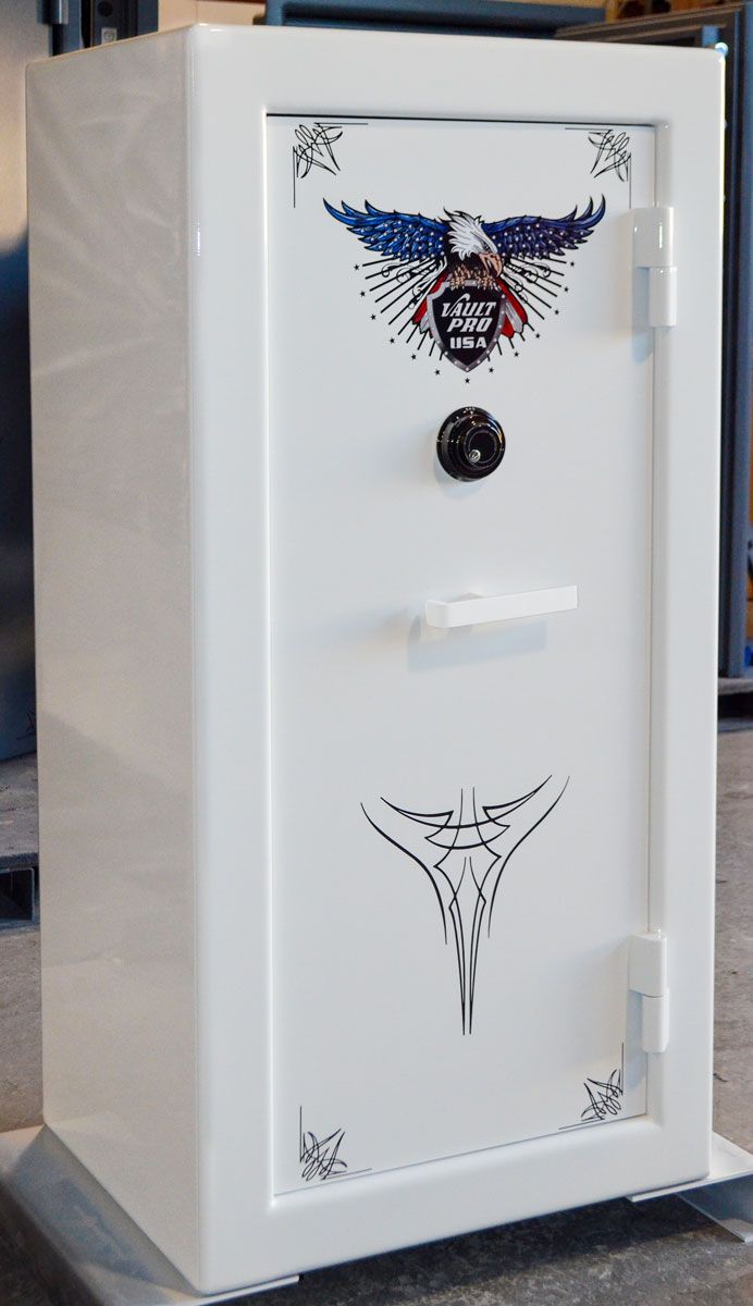 Image of American Eagle AE-630 model safe in custom Diamond White finish. Made by Vault Pro USA.