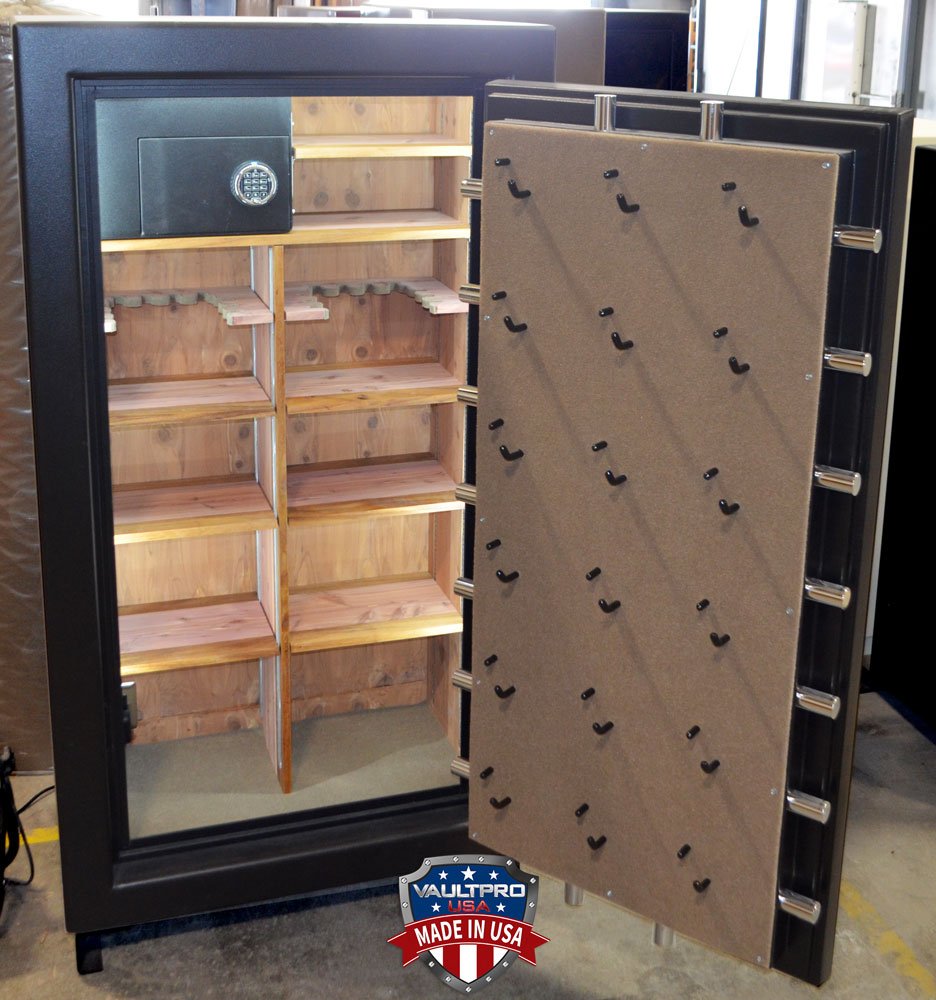 Custom safe interior with oak wood liner and safe in safe option all made in USA