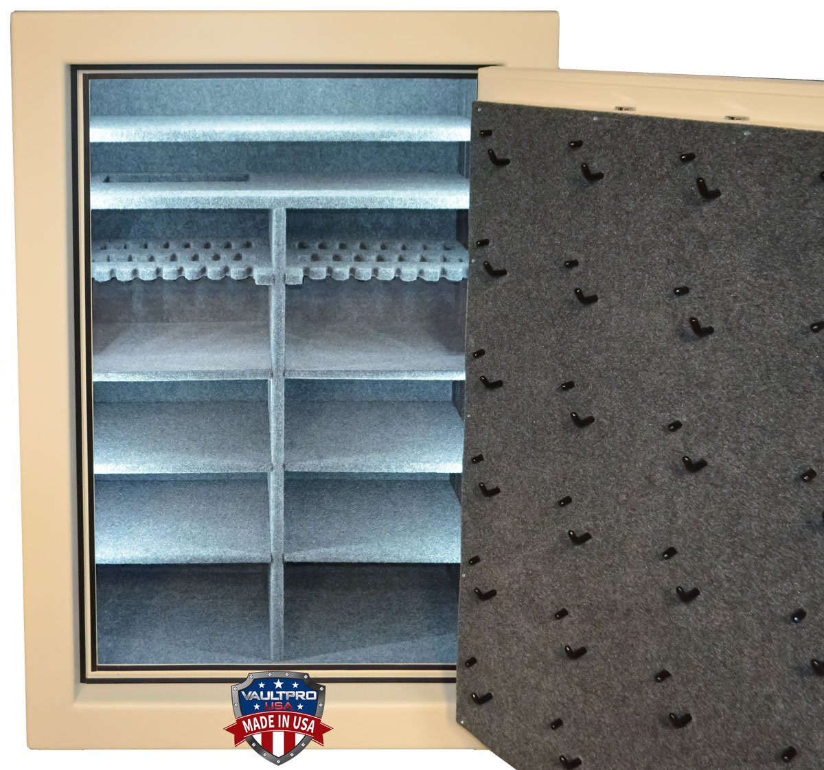 Gun collector racks in safe for extra, long gun storage