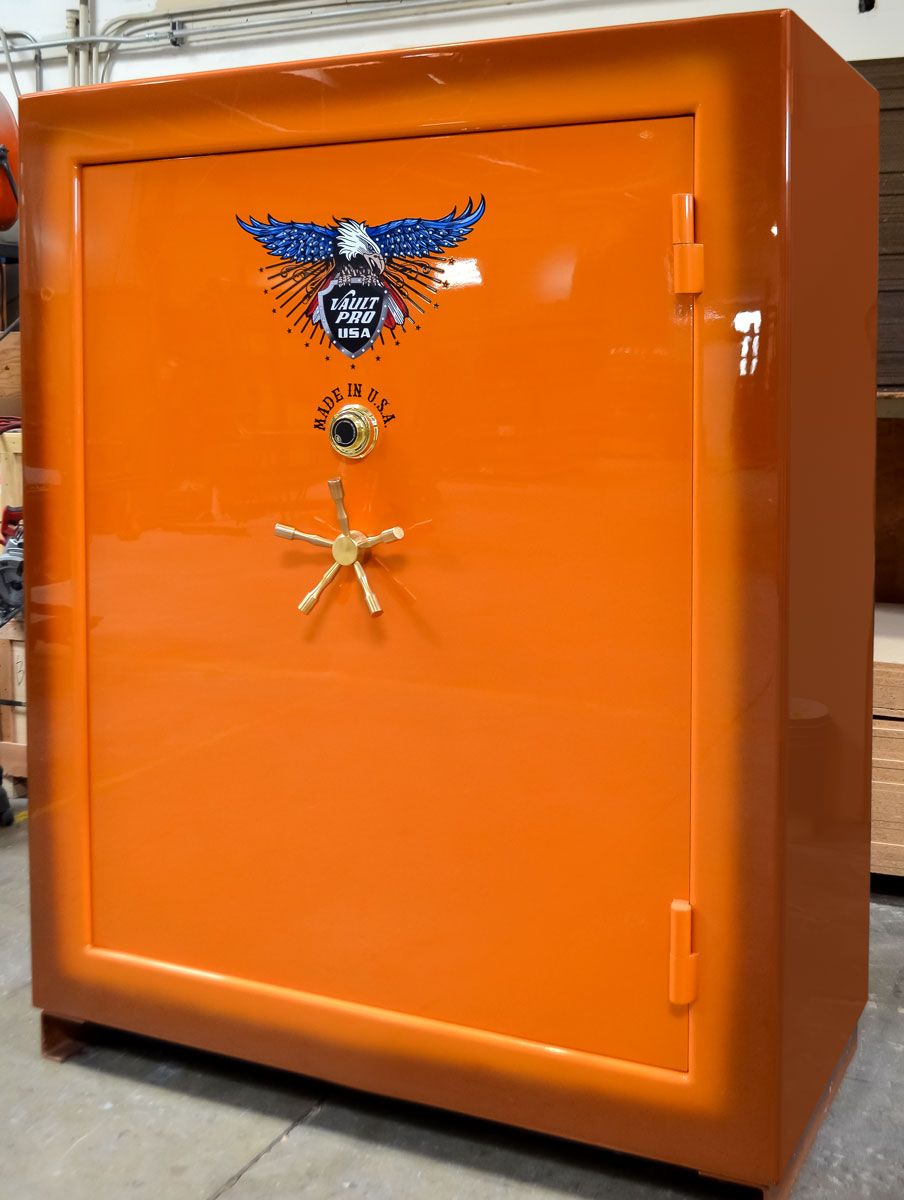 Big safe in Custom Dual Stage Gloss Finish - Brownish Orange Metallic to Fusion Orange Metallic.