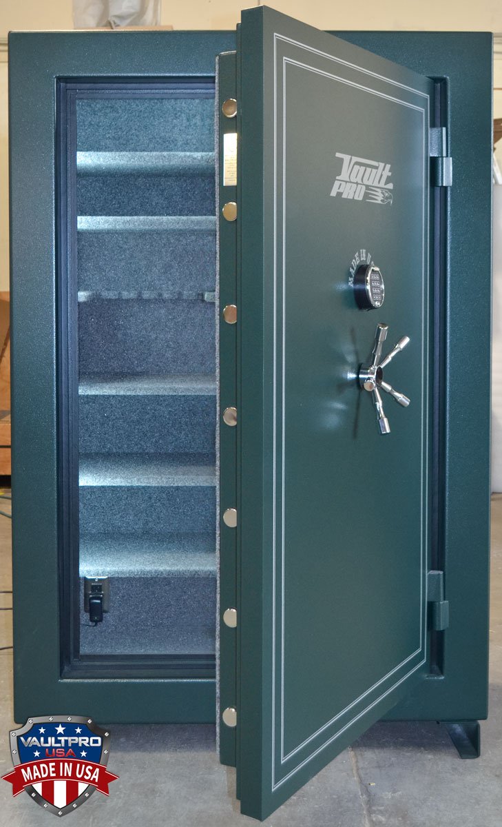 Large safe with big interior and L.E.D. automatic lighting and electrical outlet.