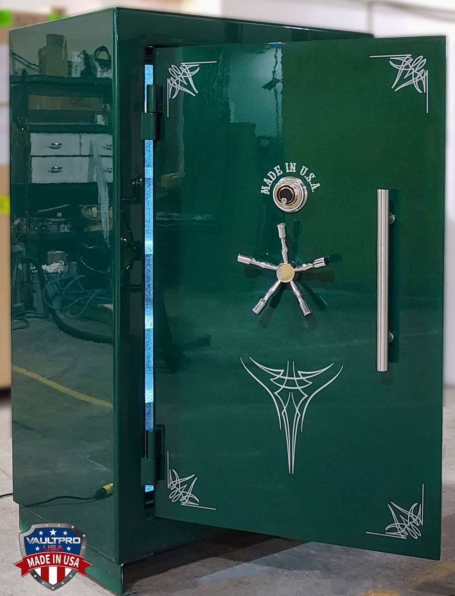 Medium size safe with custom dark green gloss finish.