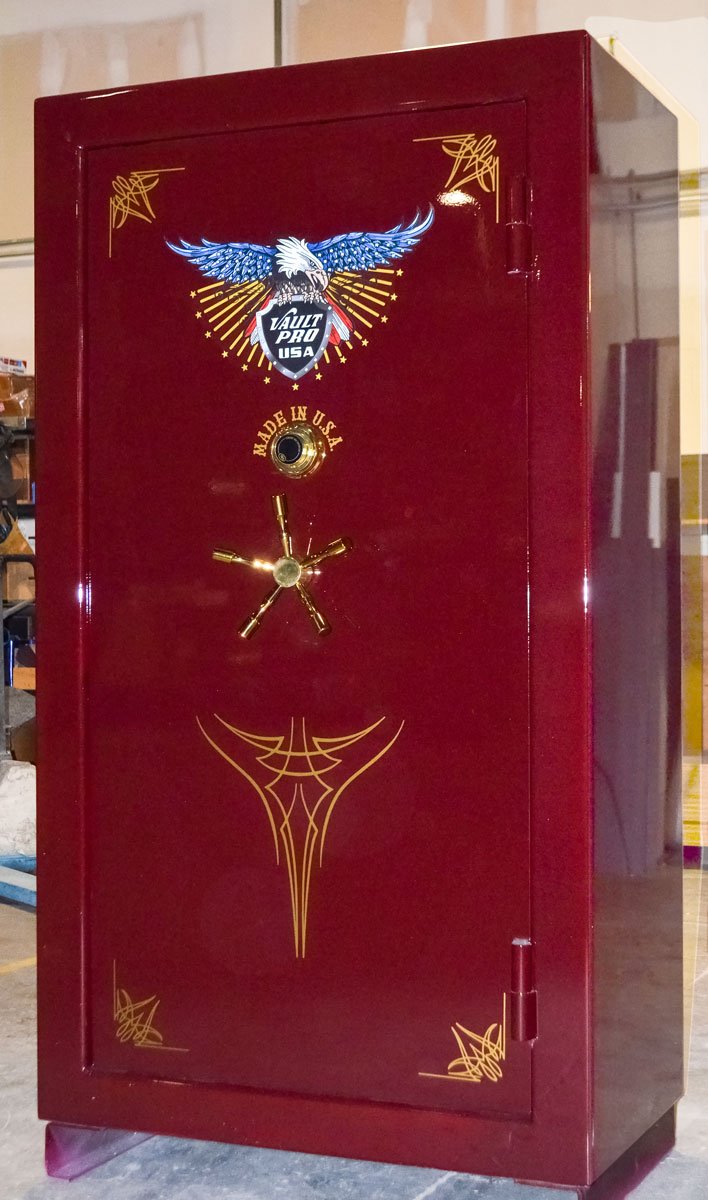 Golden Eagle GE-740 model safe in gloss burgundy finish.