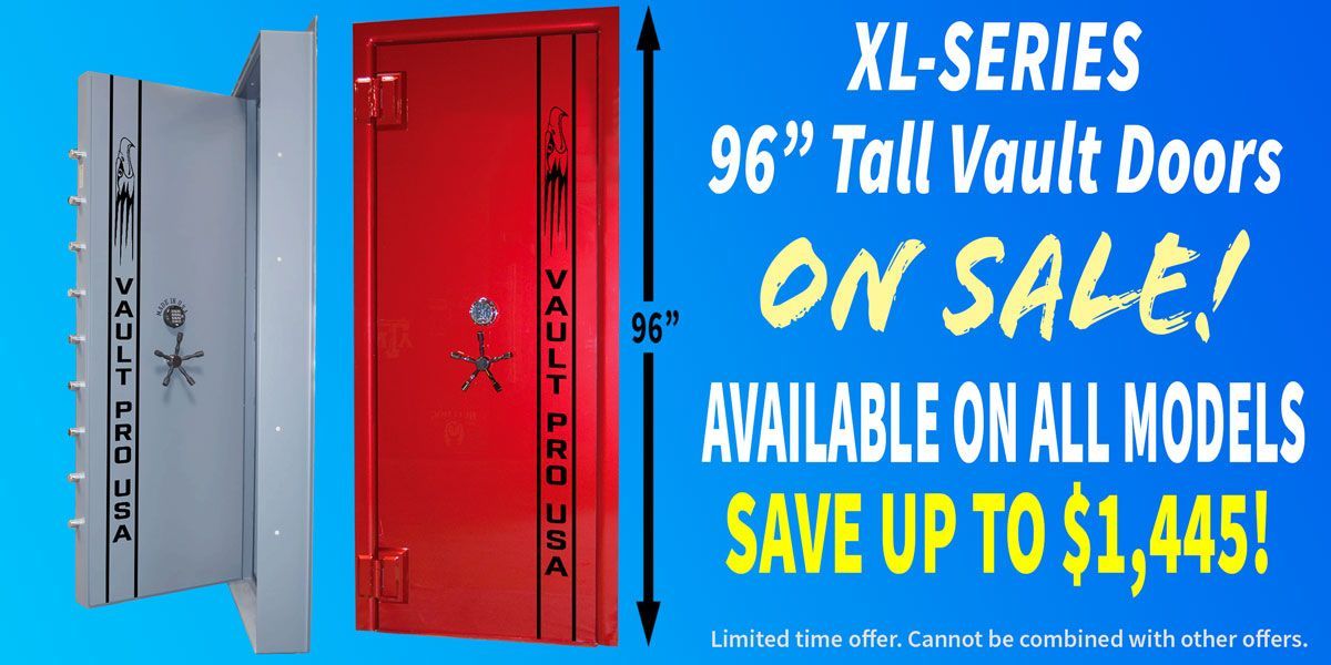 An ad for XL series tall vault doors