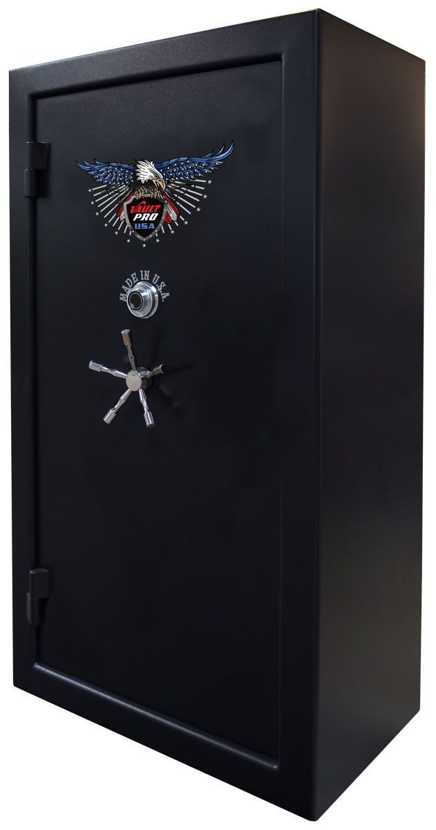 740 model safe in black. Up to 34 long guns plus handguns, ammo and valuables.