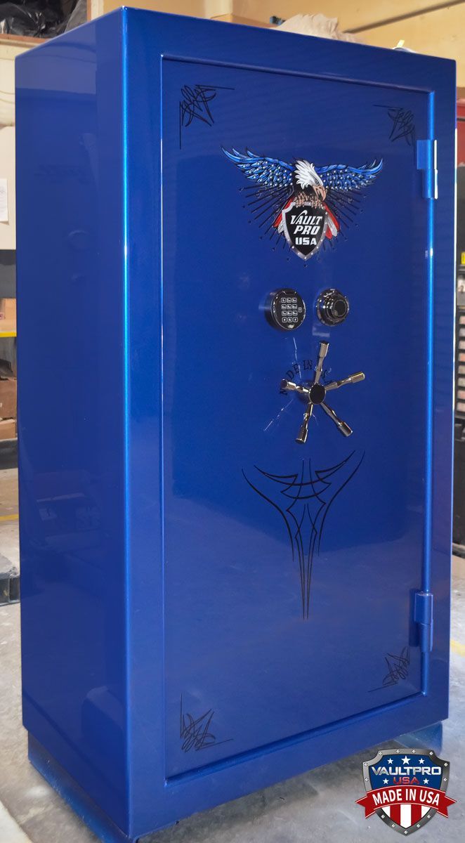 Image of American made safe. American Eagle AE-740 in optional premium dual stage Electric Blue gloss finish.