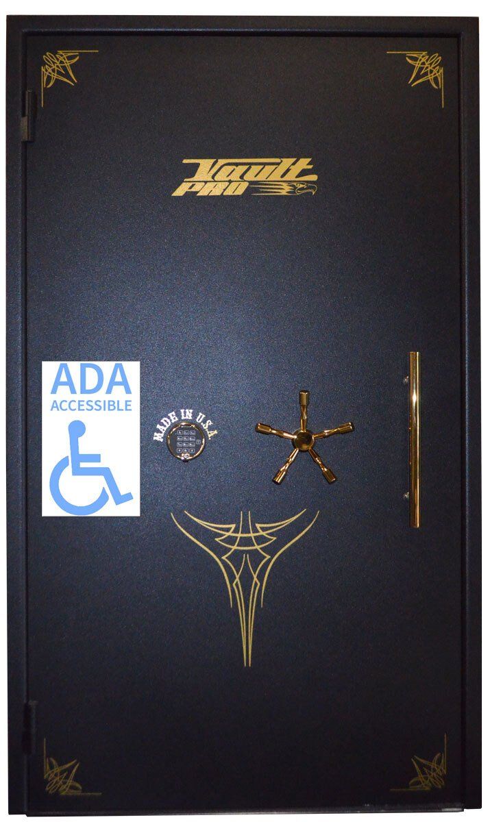 ADA Accessible vault door with easy open ball bearing hinges made in USA