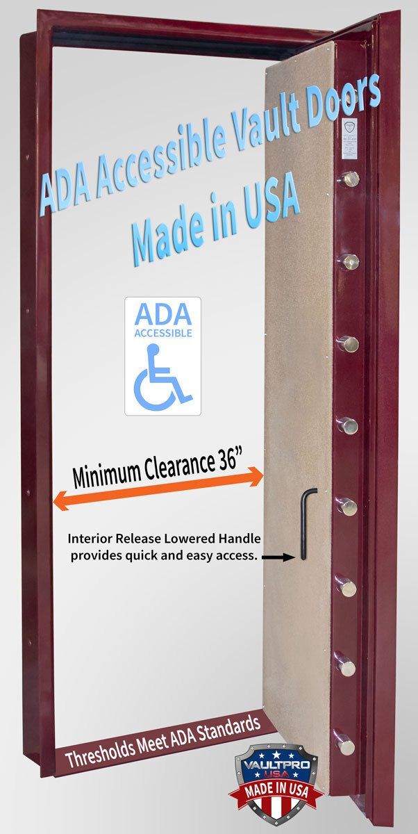 Maroon door-mounted ADA-accessible veterans medallion with white panel and blue wheelchair symbol, made in USA