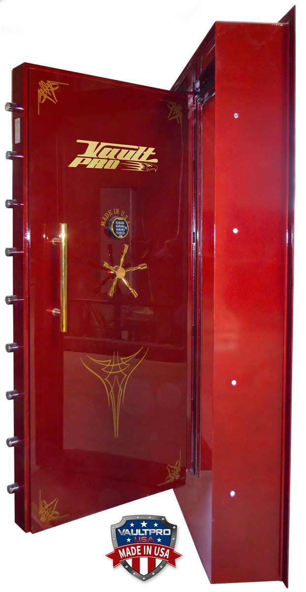 vault door in burgundy gloss finish made in USA by vault pro