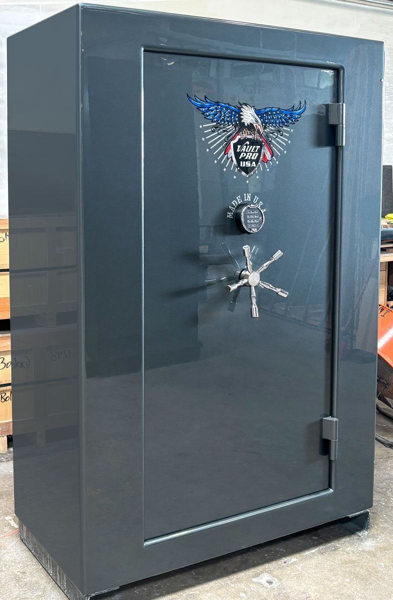 Safe finished in premium dual stage Anthracite gray gloss.