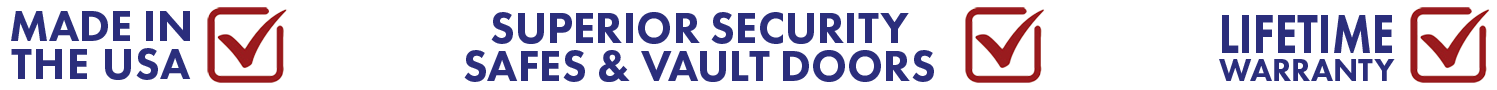 Three blue security badges: