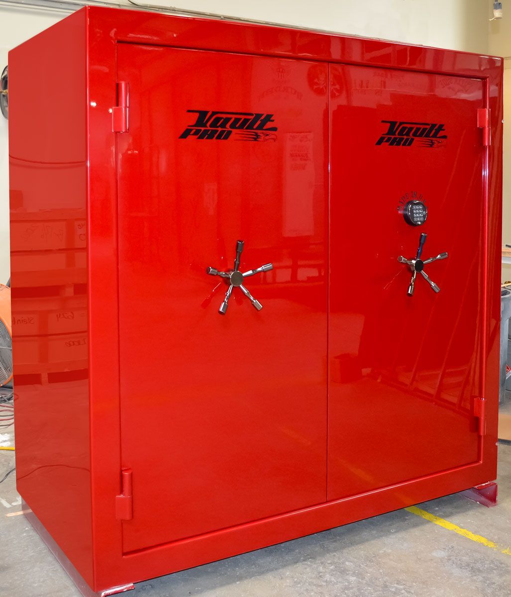 very large double door safe in premium Laser Red Pearl finish.
