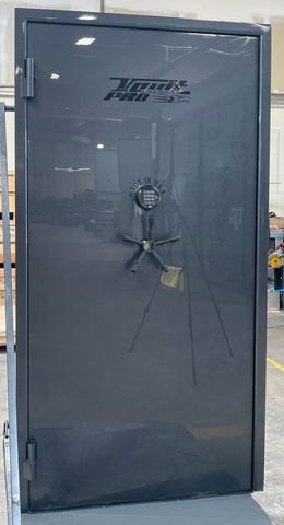 Large vault door in gray gloss
