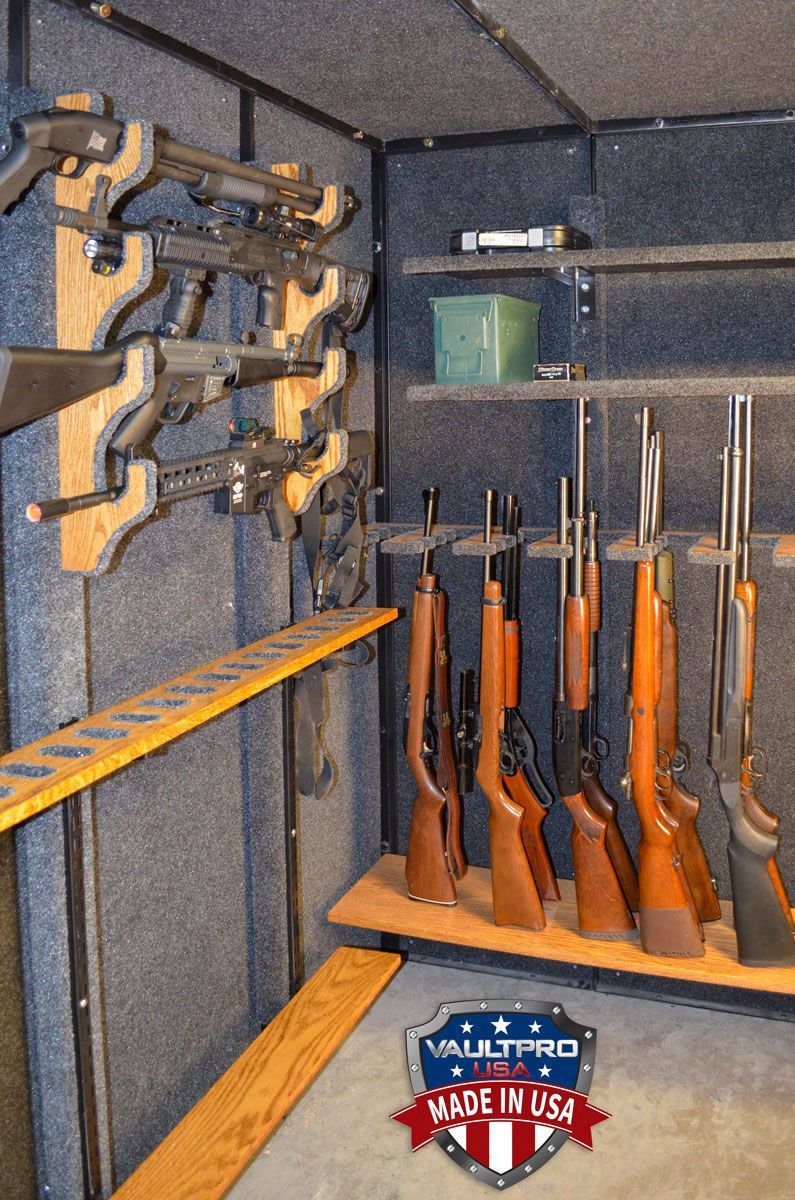 Custom gun racks for long gun storage and quick access wall racks.