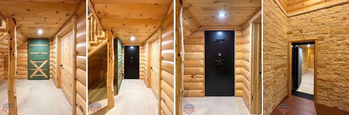 hidden vault door behind wooden barn door