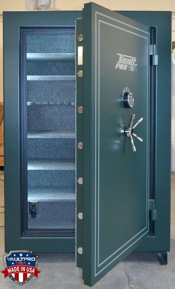 Large safe with big interior and L.E.D. automatic lighting and electrical outlet.