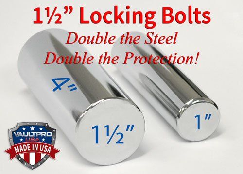 Chrome locking bolts with red text “Double the Steel, Double the Protection!” and Valpro Made in USA badge