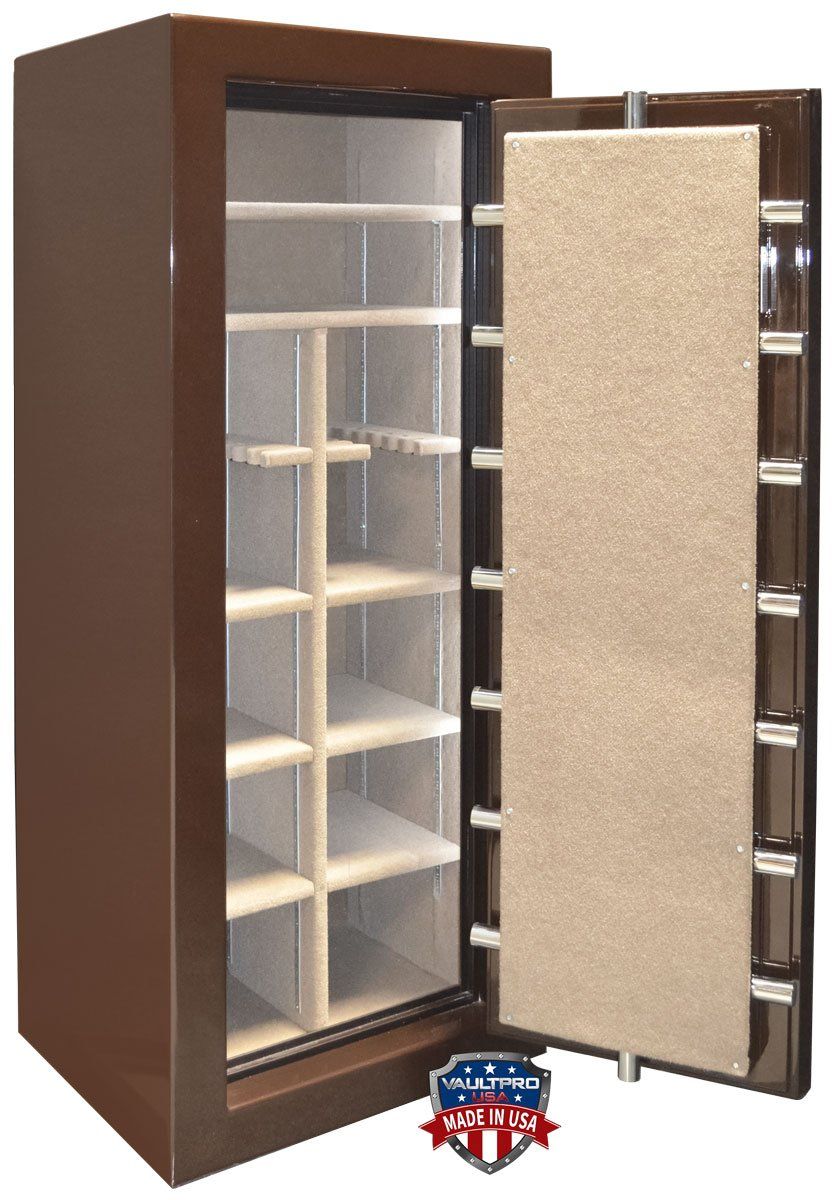 Plush fully configurable gun safe interior can accommodate up to 25 long guns, with plenty of additional room for handguns, ammo and other valuables.