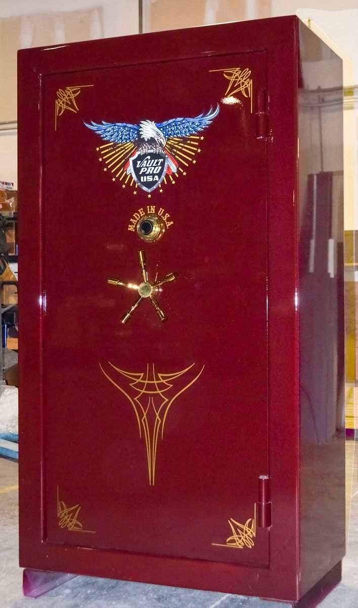 Golden Eagle GE-740 model safe in gloss burgundy finish.