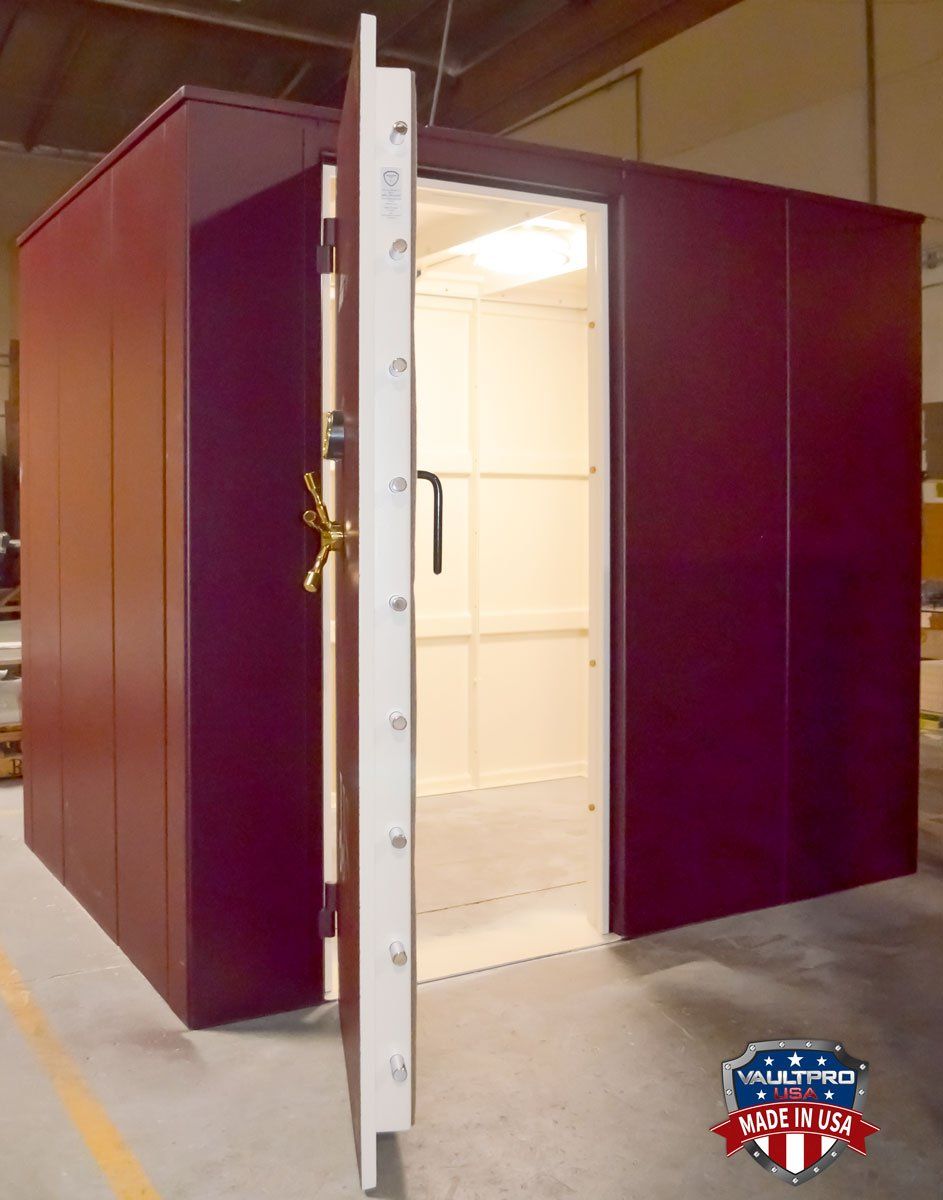Walk-in vault room fitted with our Executive vault door, with 1