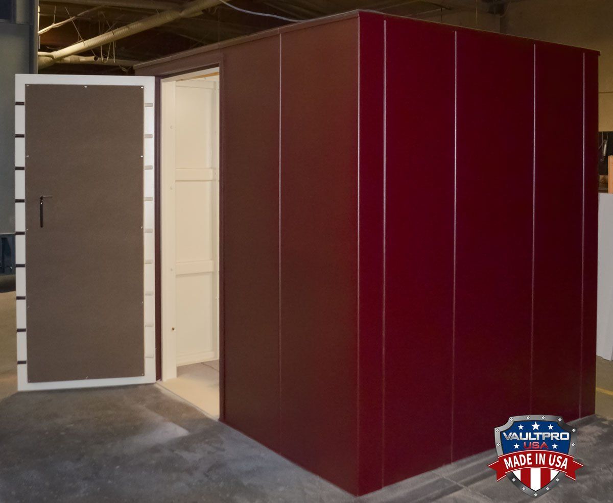 Executive vault door on this shelter walk-in vault features 18 locking bolts and an interior quick door release.