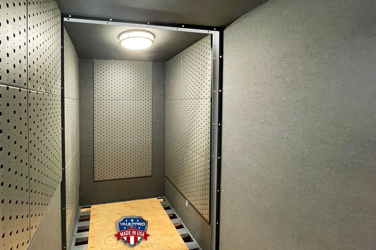 vault room with lighting, electrical and tactical wall panels factory installed.