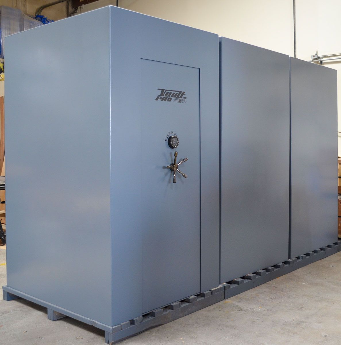 modular three piece walk-in vault in final assembly
